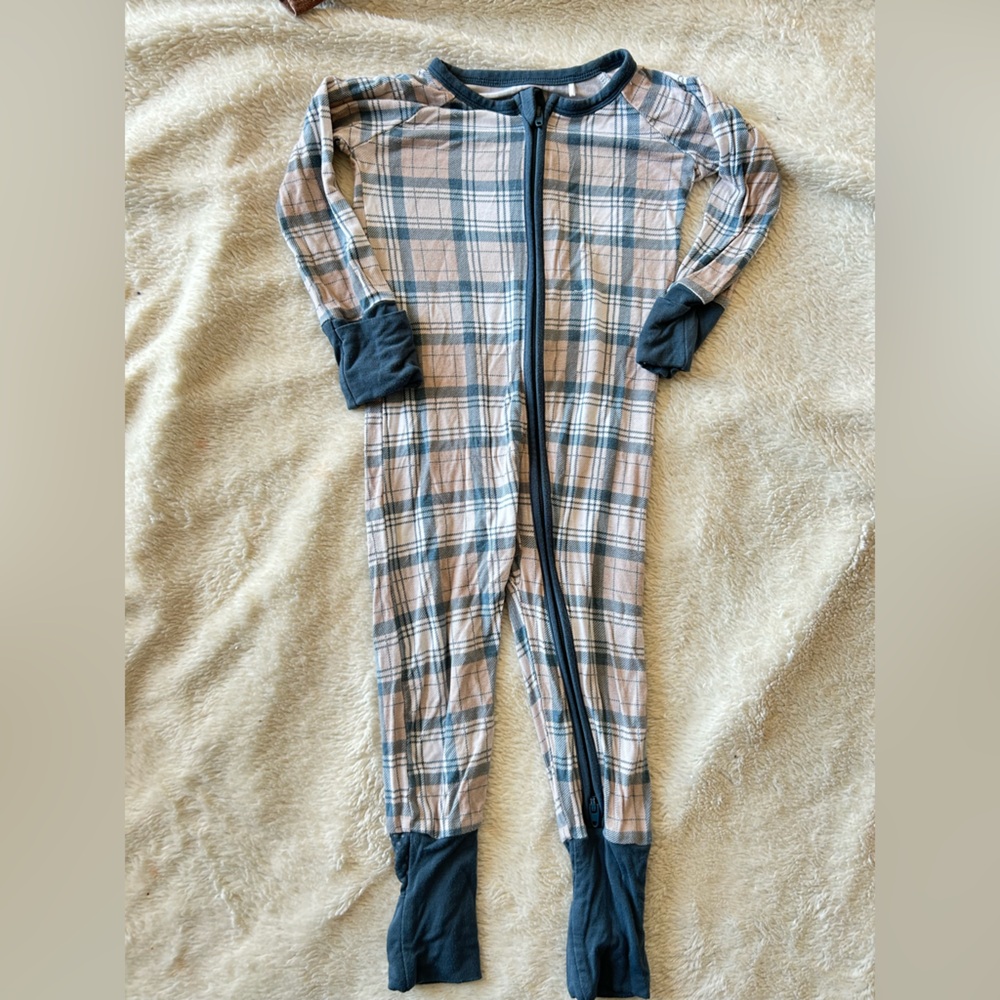 Plaid Kids Pajamas with Navy Accents